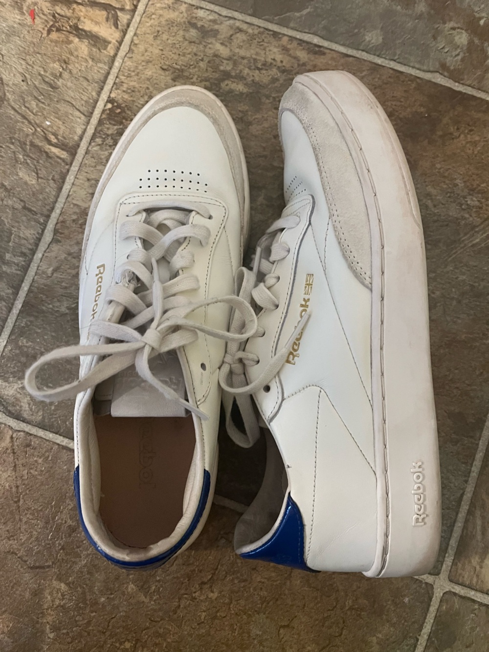 Reebok White Sneakers with Blue Heel Accent for Women